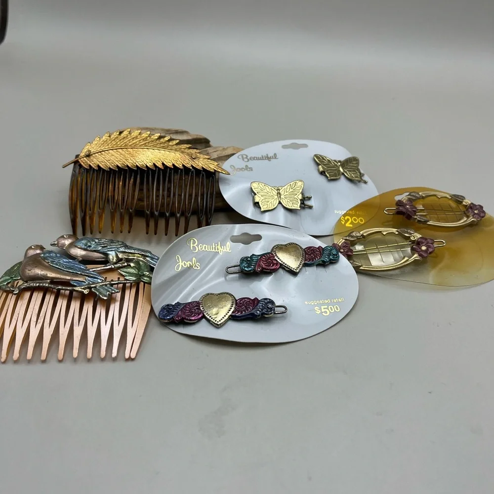 Elegant Gold and Multicolor Hair Accessories Set